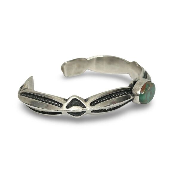 Harry H. Begay Sterling Silver Turquoise Ingot Cuff Bracelet - Picture 3 of 8